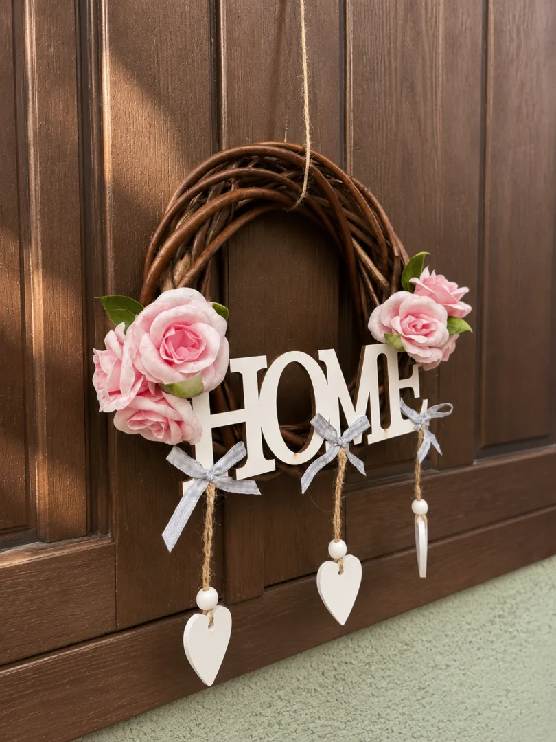 HOME vesszőkoszorú ajtódísz – 1. kép